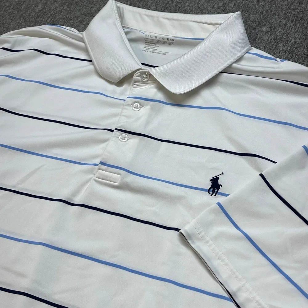 Polo Ralph Lauren Performance Mens XXL Striped Golf Polo Shirt Stretch‎